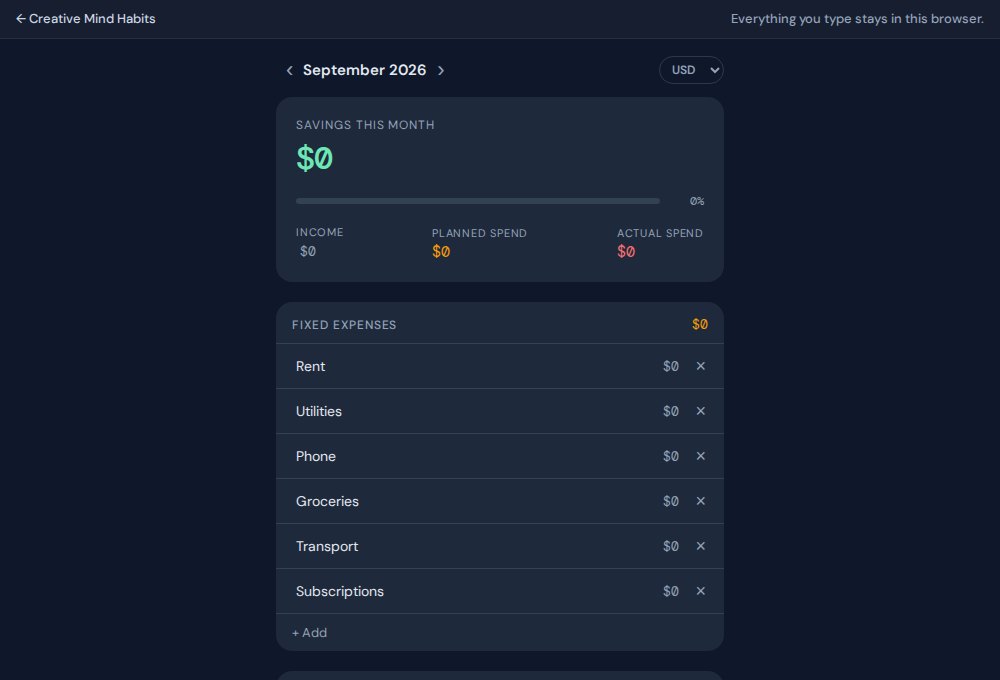 The budget planner showing a month of savings, planned spend and fixed expenses