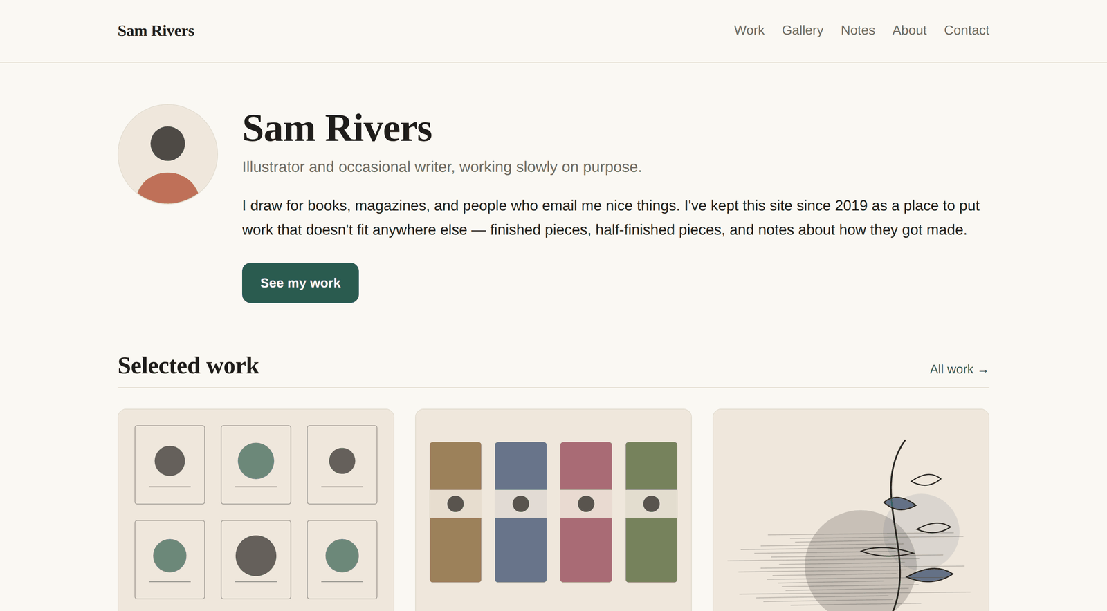 The website template with an introduction and project gallery
